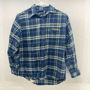 Tony Hawk Mens Medium Plaid Flannel Blue Yellow Skate Grunge Alt Wear Shirt EUC